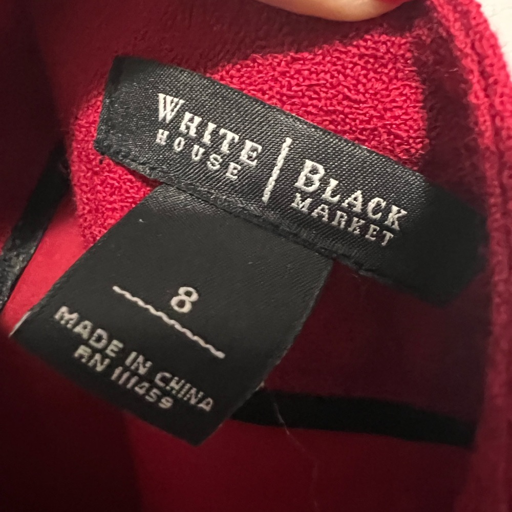 WHBM WOOL BLEND SKIRT SUIT WITH ROSETTE LAPEL PIN- RED-SIZE 8 - Picture 14 of 16
